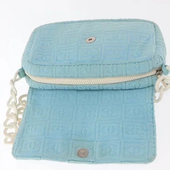 CHANEL Plastic Chain Shoulder Bag Pile Light Blue Silver CC Auth 158681V - Picture 13 of 16